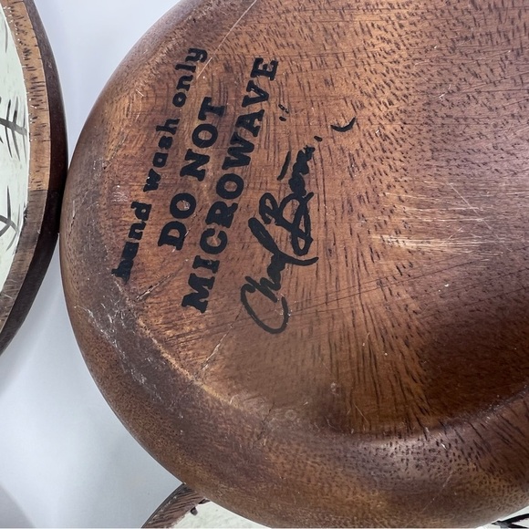 CHAD BARNETT Enameled Acacia Wood Bowls | Set of 4 - Picture 7 of 9